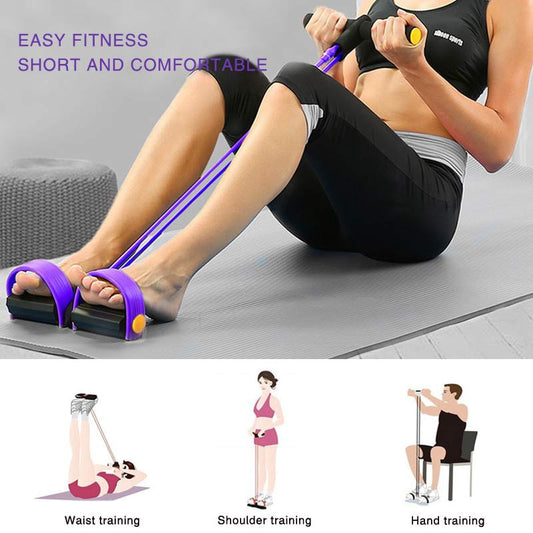 4 Resistance Elastic Pull Rope Exercise Rower
